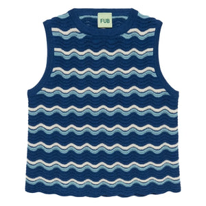 FUB - Wool Merino Ajour Wave Pattern Top | Blue