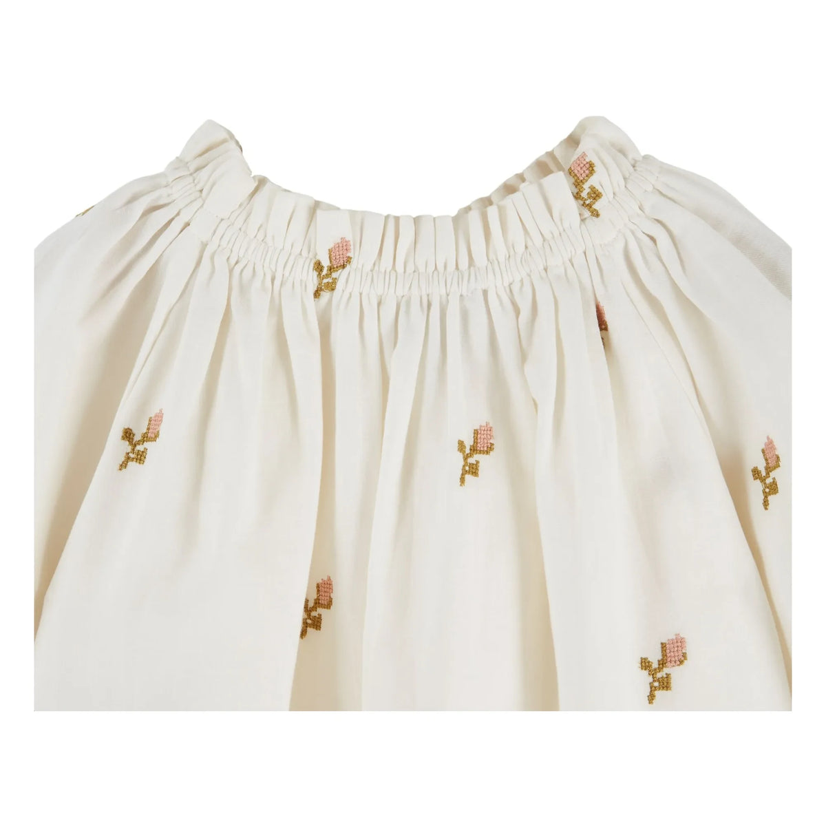 Emile et Ida - Blouse Wide Cross Embroidery | Ecru