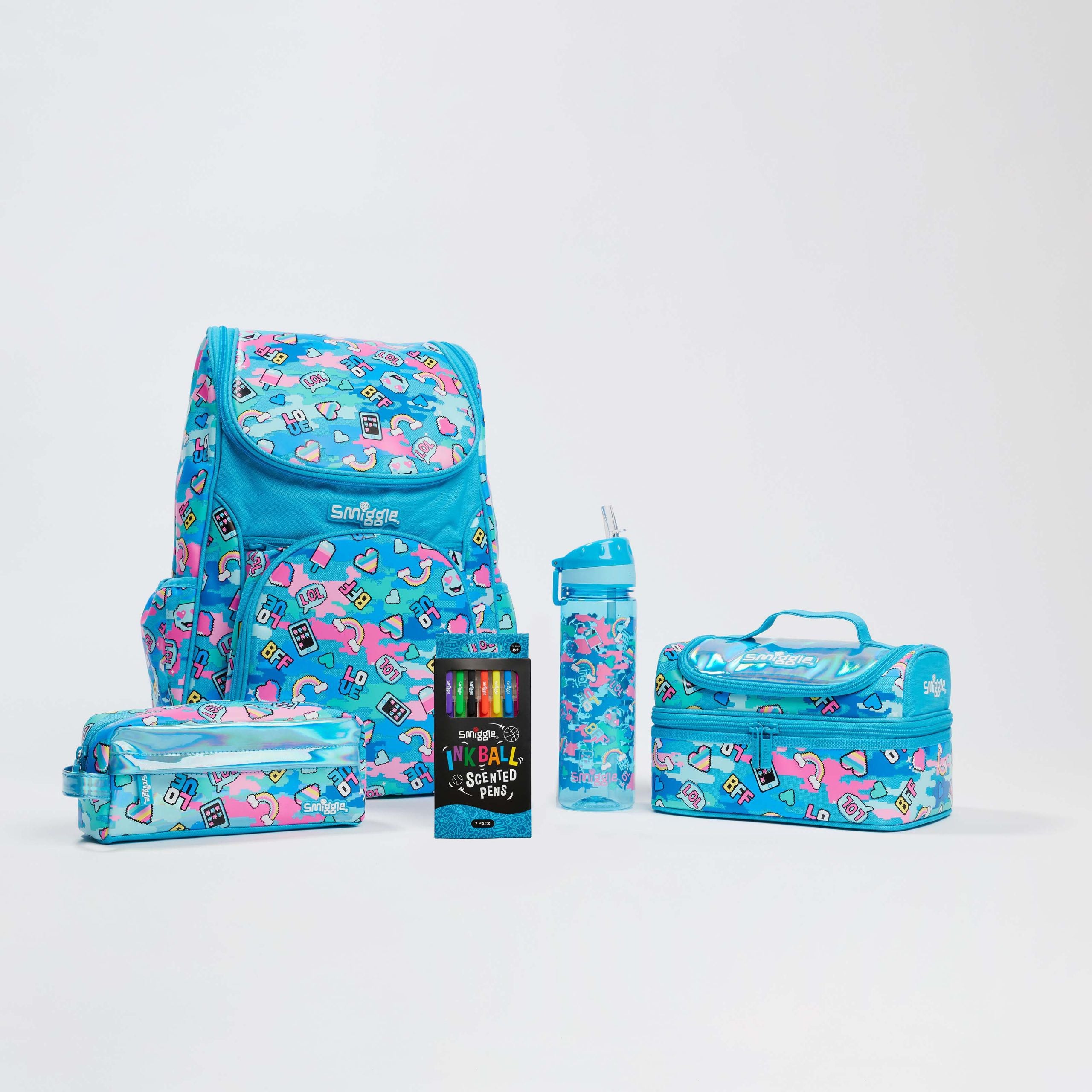 Smiggle - Okul Çanta Seti - Hide Mavi Okul Paketi-Dinossi