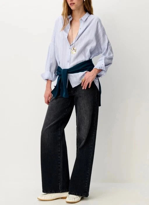 Sessùn - Striped organic cotton shirt | Black