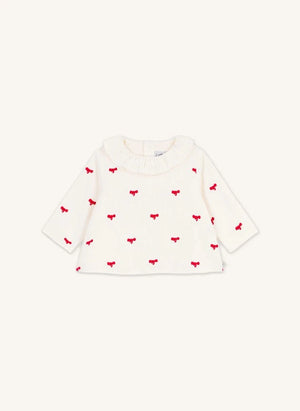 Petit Bateau - Organic Cotton Velour Knotted Blouse | Ecru
