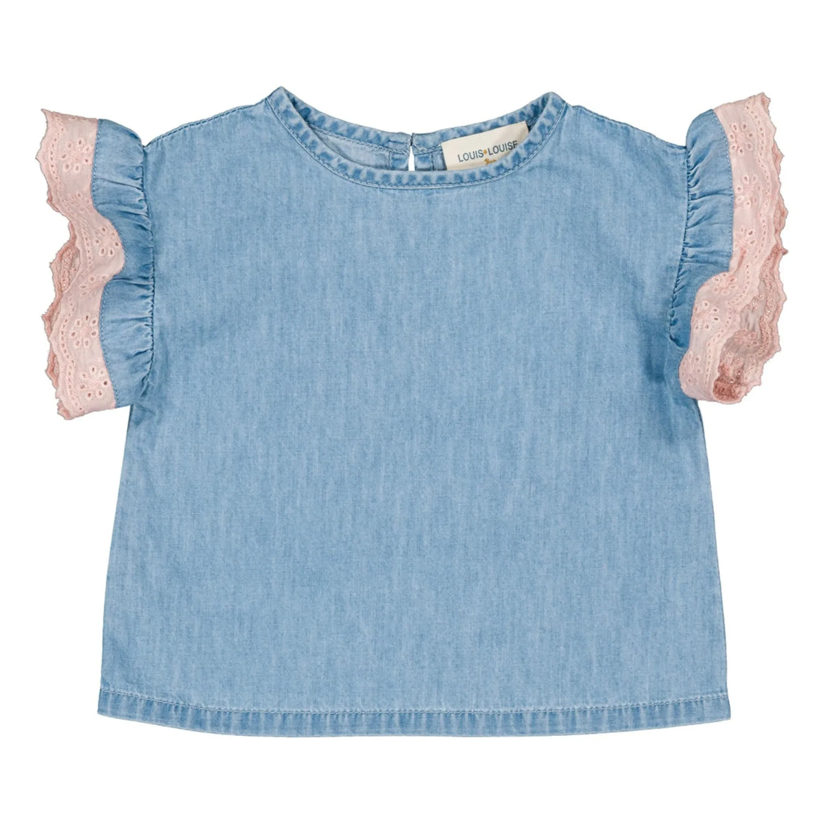 Louis Louise - Loli Chambray Lace T-Shirt | Light Blue