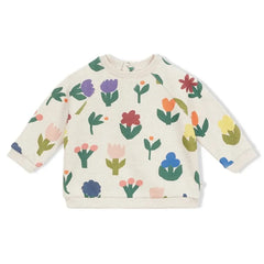 Arsène et Les Pipelettes - Organic Cotton Floral Baby Sweatshirt | Green