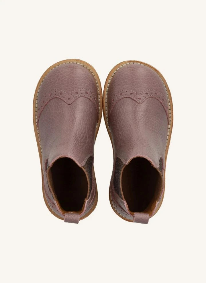 Angulus - Chelsea Brogue Boots | Dust Pink
