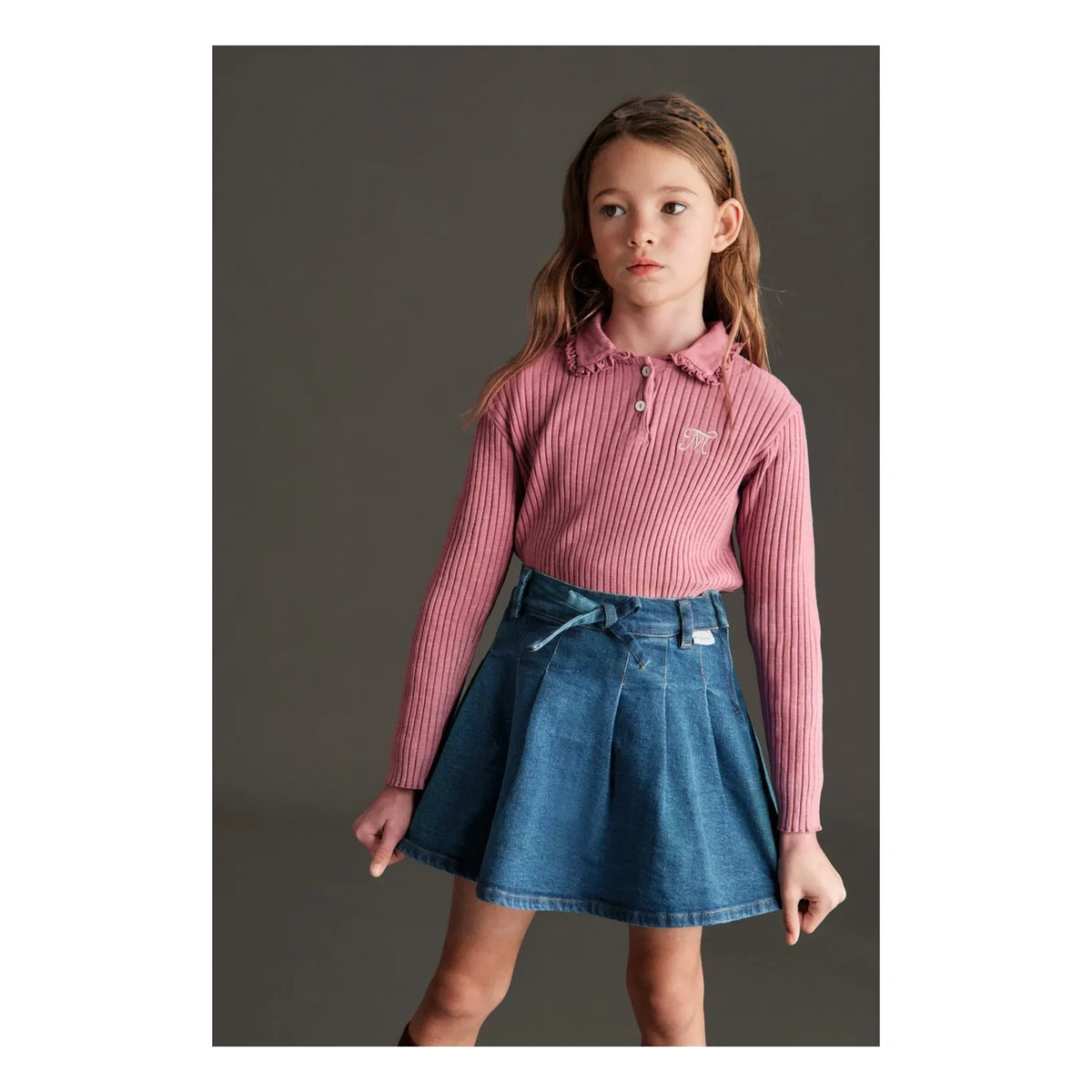 Mipounet - Juliette Pleated Denim Skirt | Blue