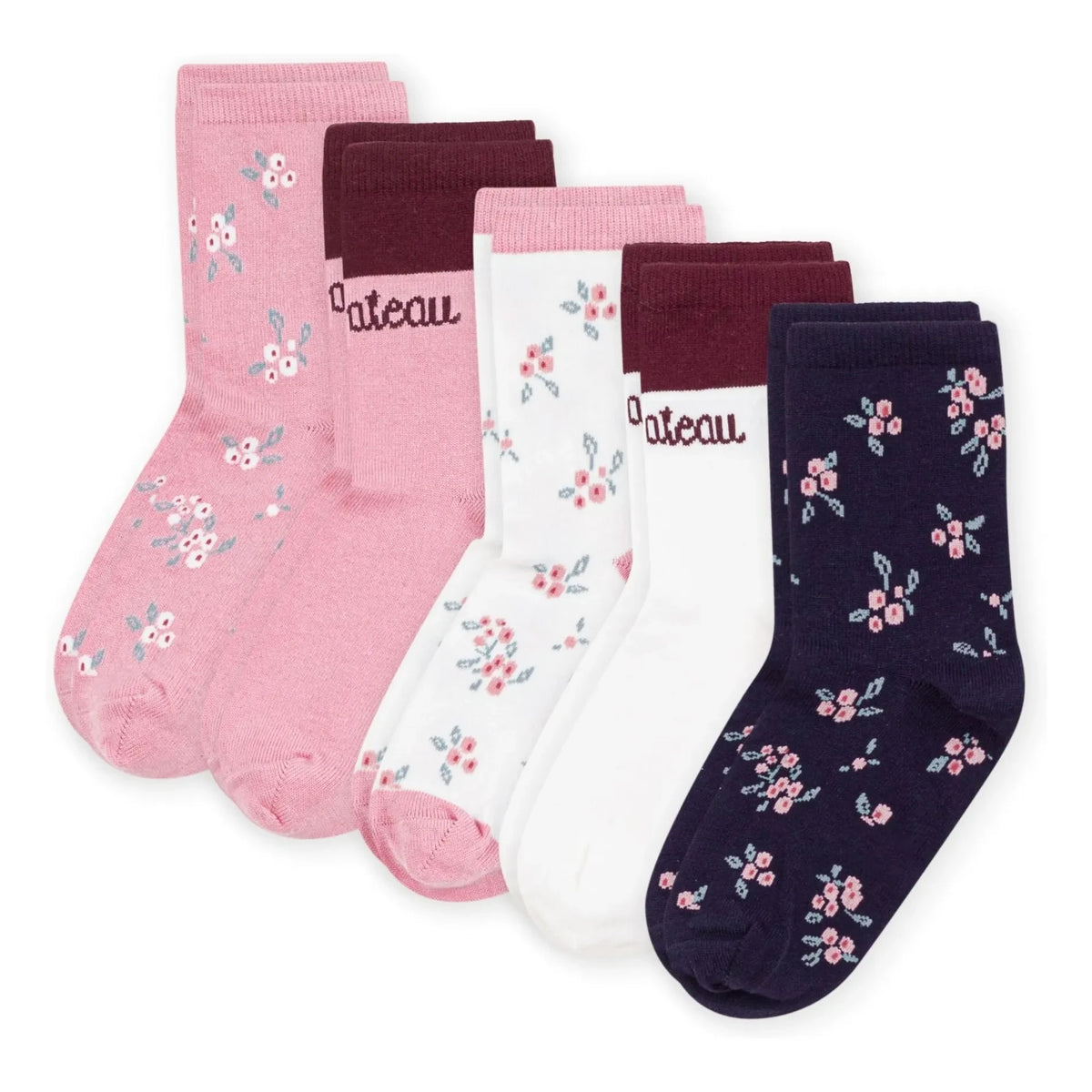 Petit Bateau - 5 Pairs of Floral Socks | Pink