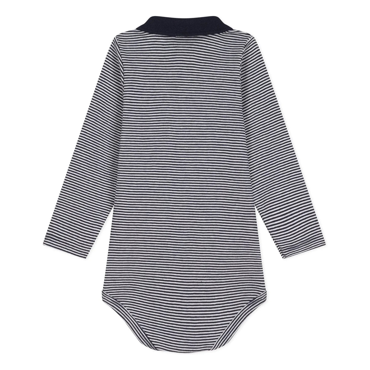 Petit Bateau - Striped organic cotton polo body | Navy