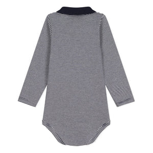 Petit Bateau - Striped organic cotton polo body | Navy