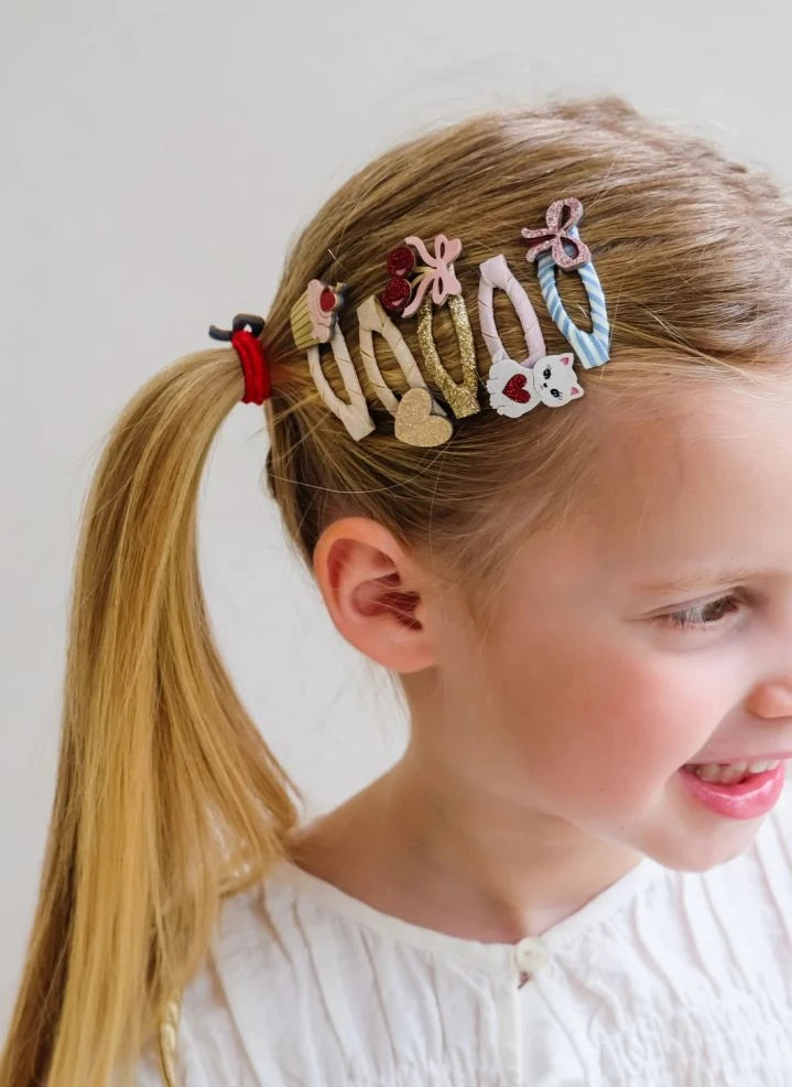 Mimi & Lula - Set of 5 Mini Cat Bow Hair Clips | Pale Pink