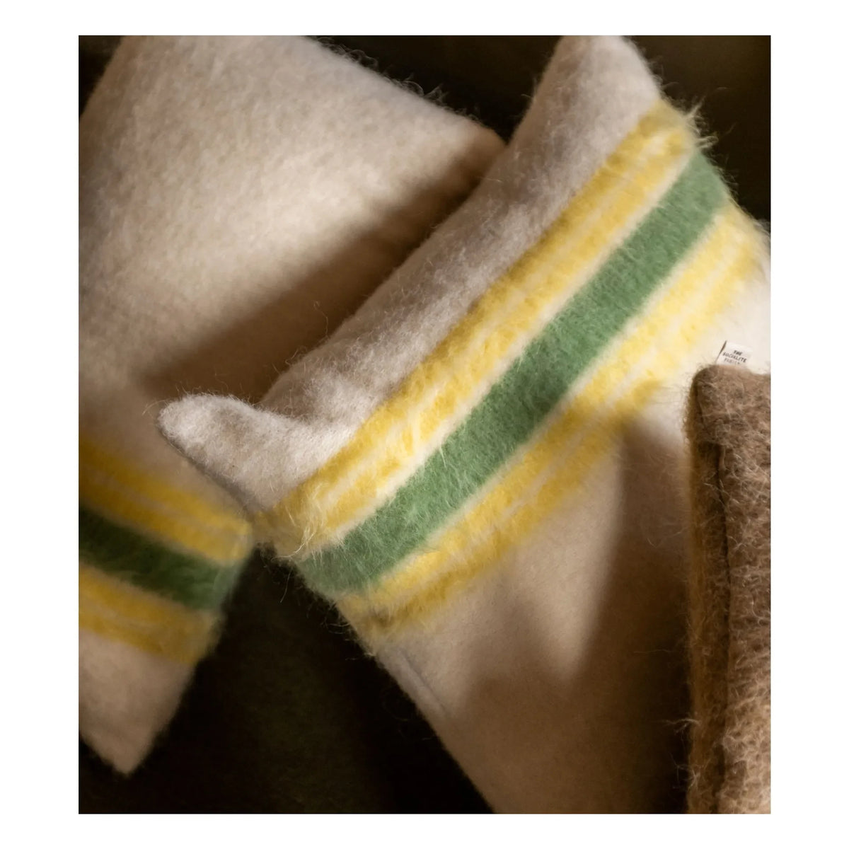 The Socialite Family - Carino rectangular striped mohair cushion | Yellow