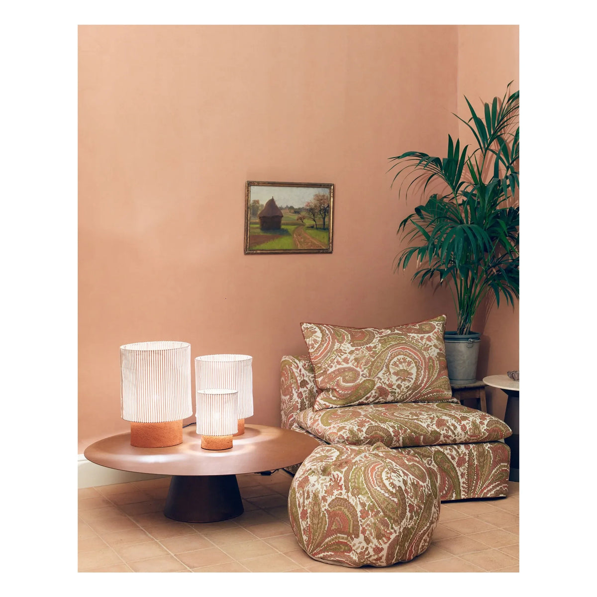 Maison de Vacances - Pouf Bulle Jacquard Paisley Indoor and Outdoor | Brown