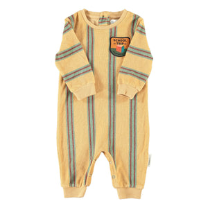 Piupiuchick - Striped Organic Cotton Terry Romper | Yellow