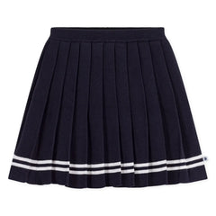 Petit Bateau - Organic Cotton Pleated Skirt | Navy