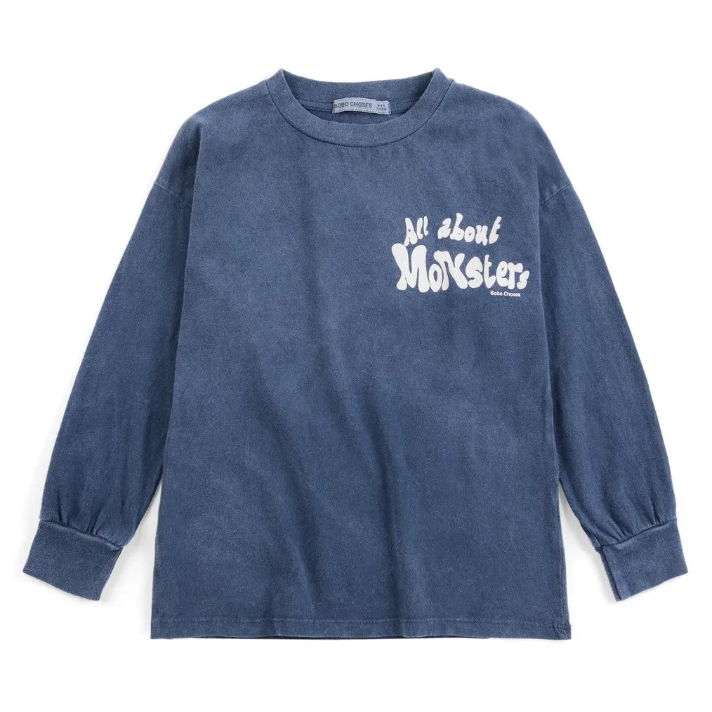 Bobo Choses - All About Monsters Washed T-Shirt Organic Cotton | Blue