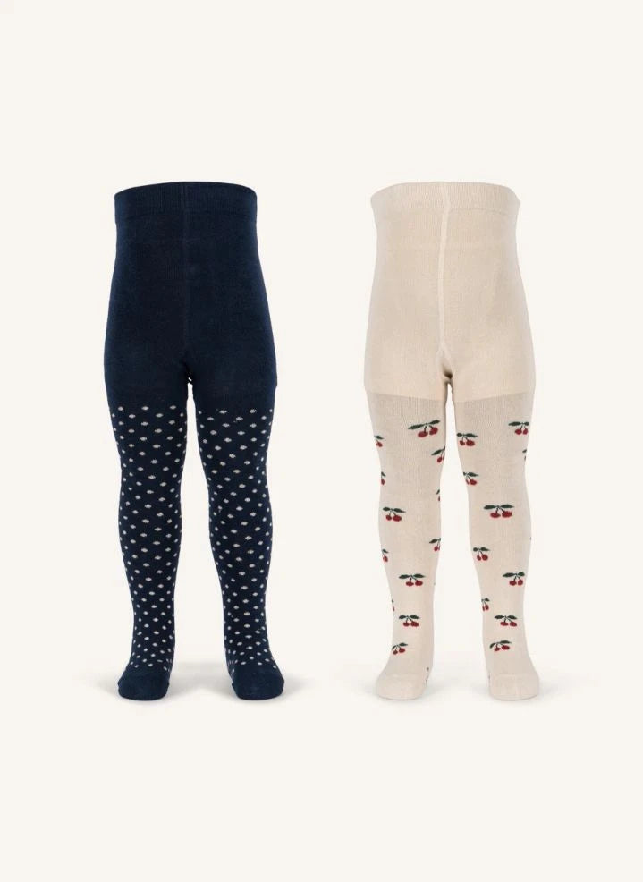 Konges Sløjd - 2 Pairs Polka-Dot Tights | Navy