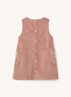 Copenhagen Colors - Organic Cotton Ribbed Velvet Embroidered Dress | Dusty Pink