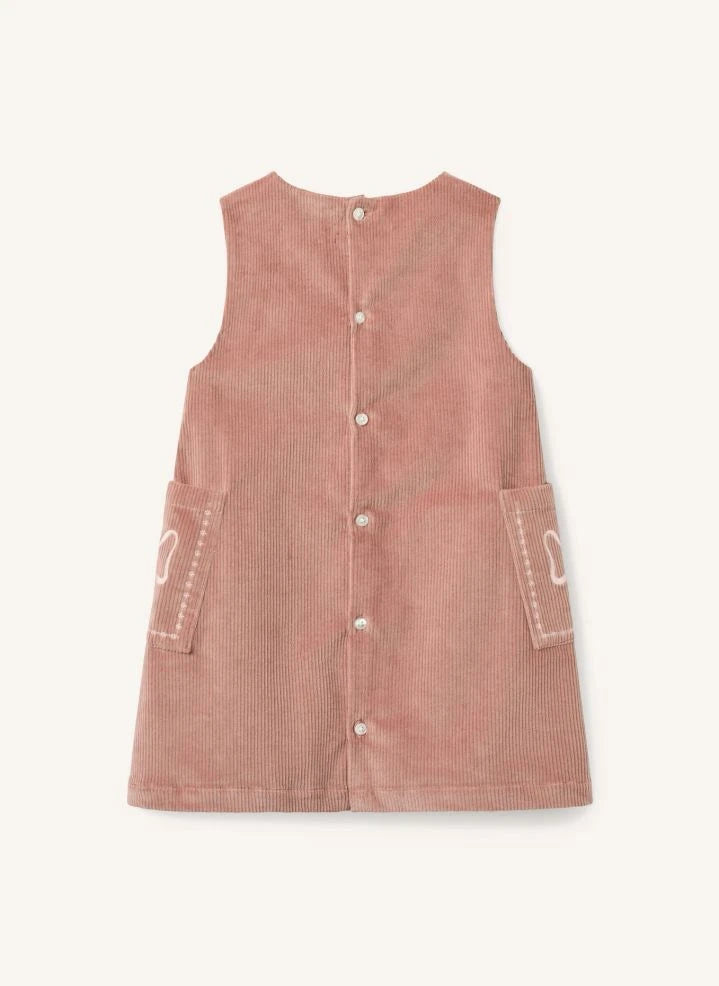 Copenhagen Colors - Organic Cotton Ribbed Velvet Embroidered Dress | Dusty Pink
