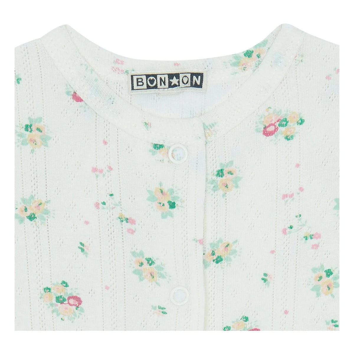 Bonton - Pointelle Nuité Bouquets Pajamas | White