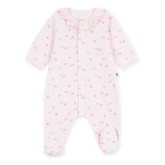 Petit Bateau - Floral Velour Cotton Organic Pajamas | Light Pink