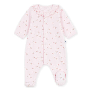 Petit Bateau - Floral Velour Cotton Organic Pajamas | Light Pink