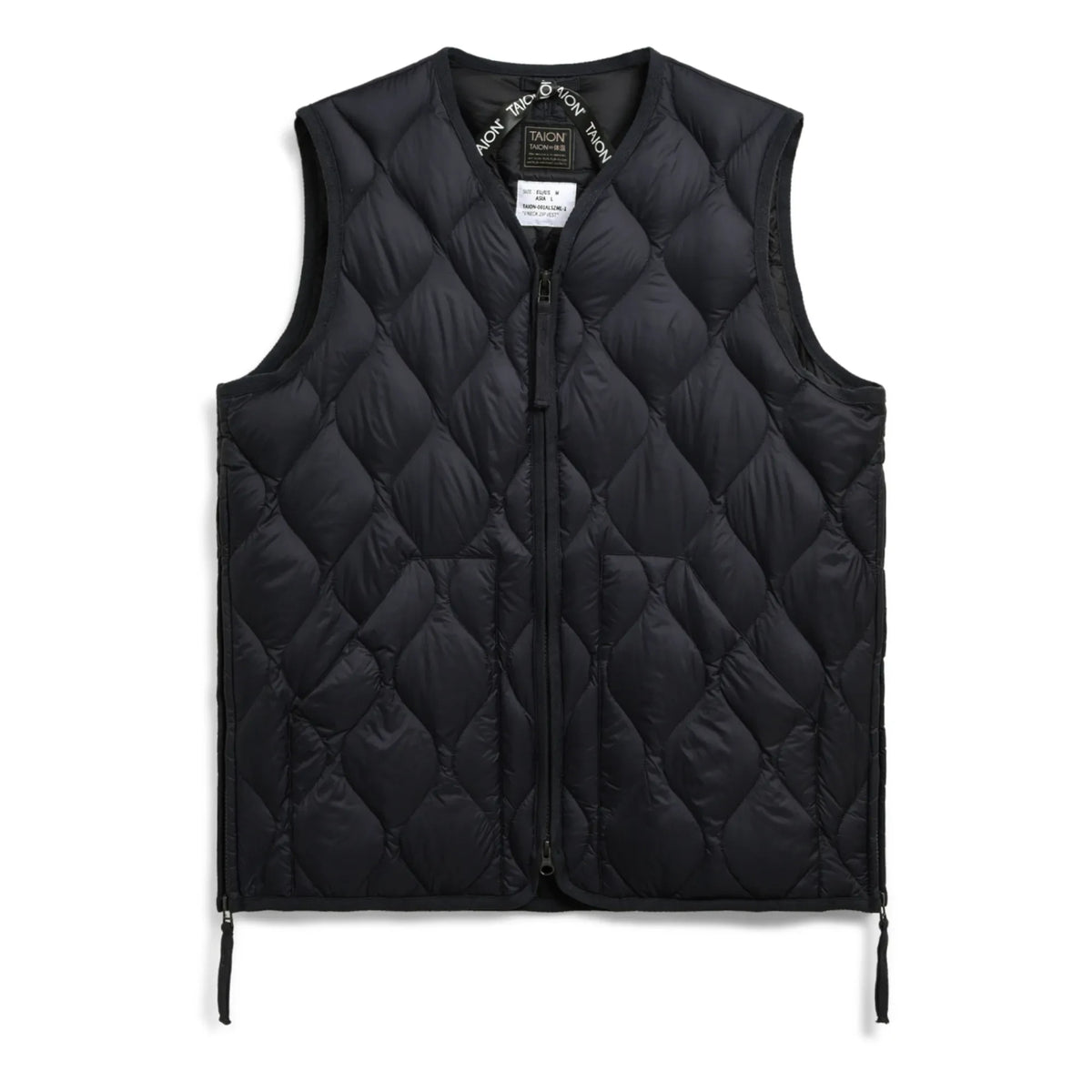 Taion - Military Unisex Nylon Sleeveless Zip-up Vest | Black