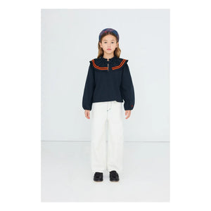Tinycottons - Striped Collar Blouse | Dark Blue