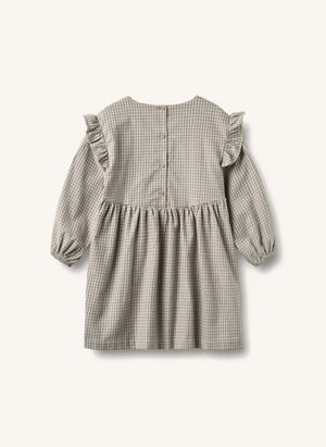 Wheat - Gro Checked organic cotton dress | Grey