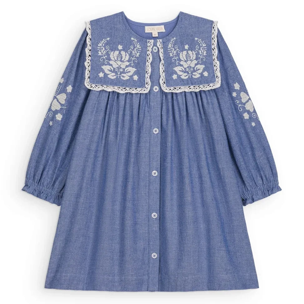 Louise Misha - Hyacinte organic cotton dress | Blue