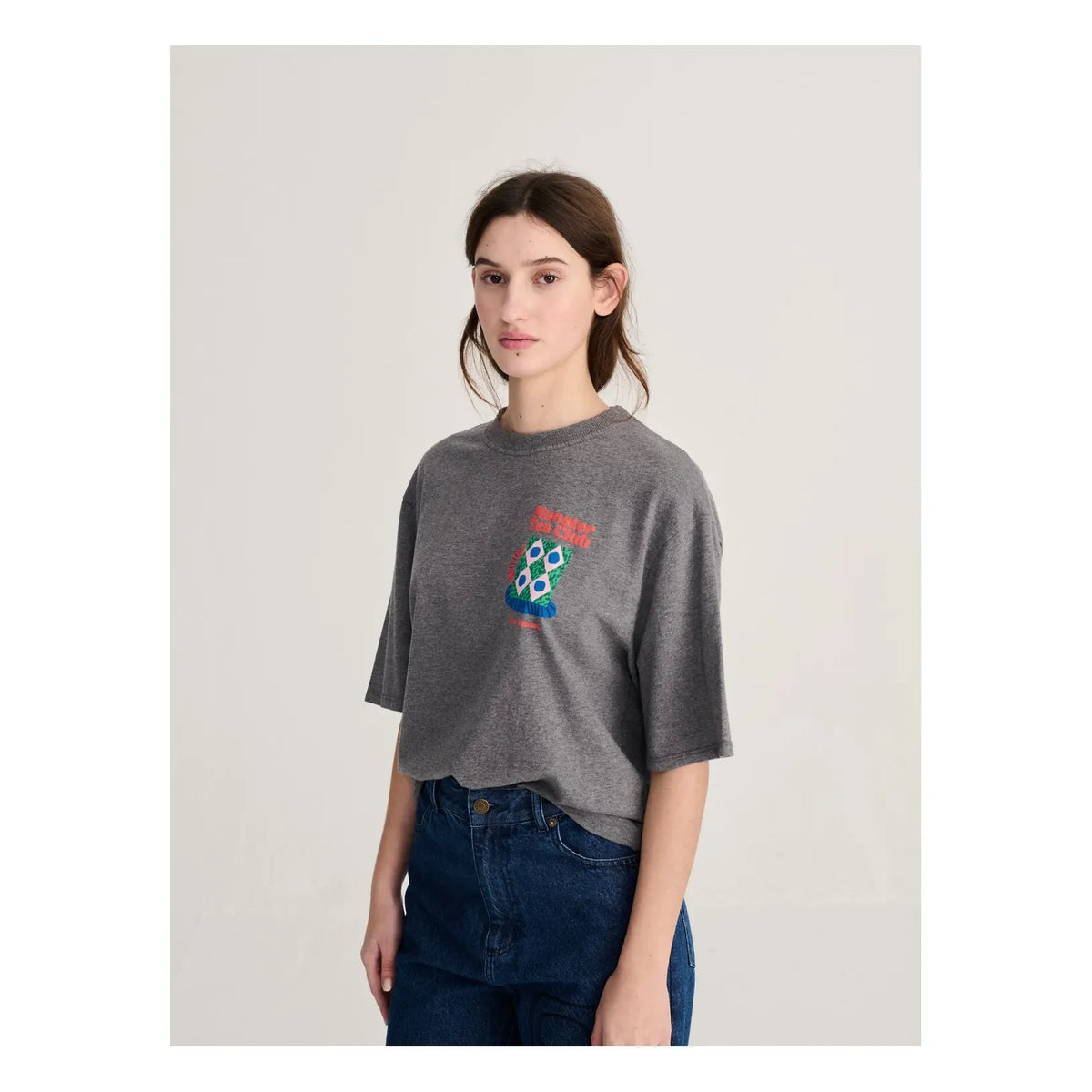 Bobo Choses - Monster Mug Cotton T-Shirt | Grey Melange