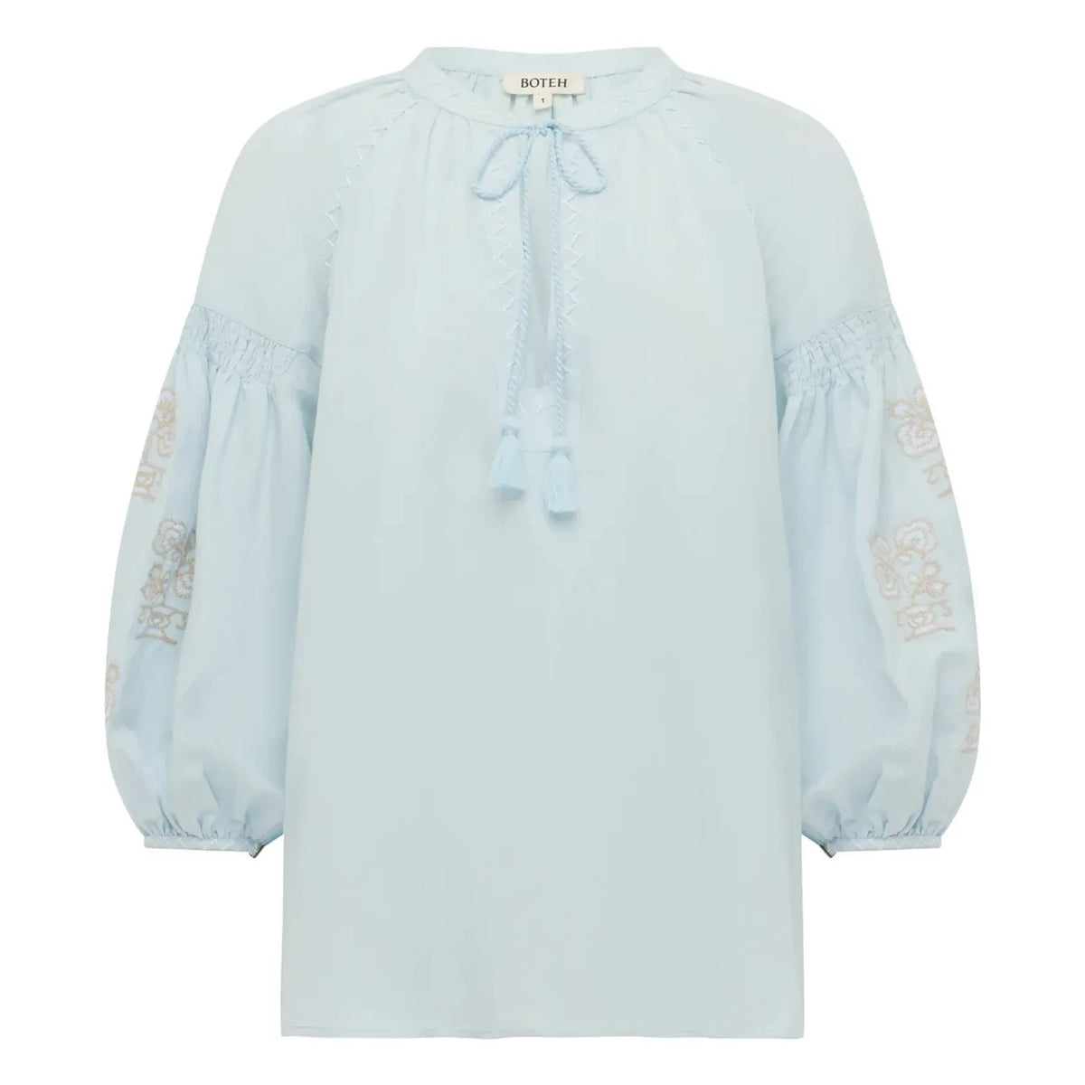 Boteh - Melissa Cotton Embroidered Blouse | Light blue