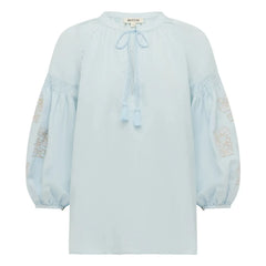 Boteh - Melissa Cotton Embroidered Blouse | Light blue