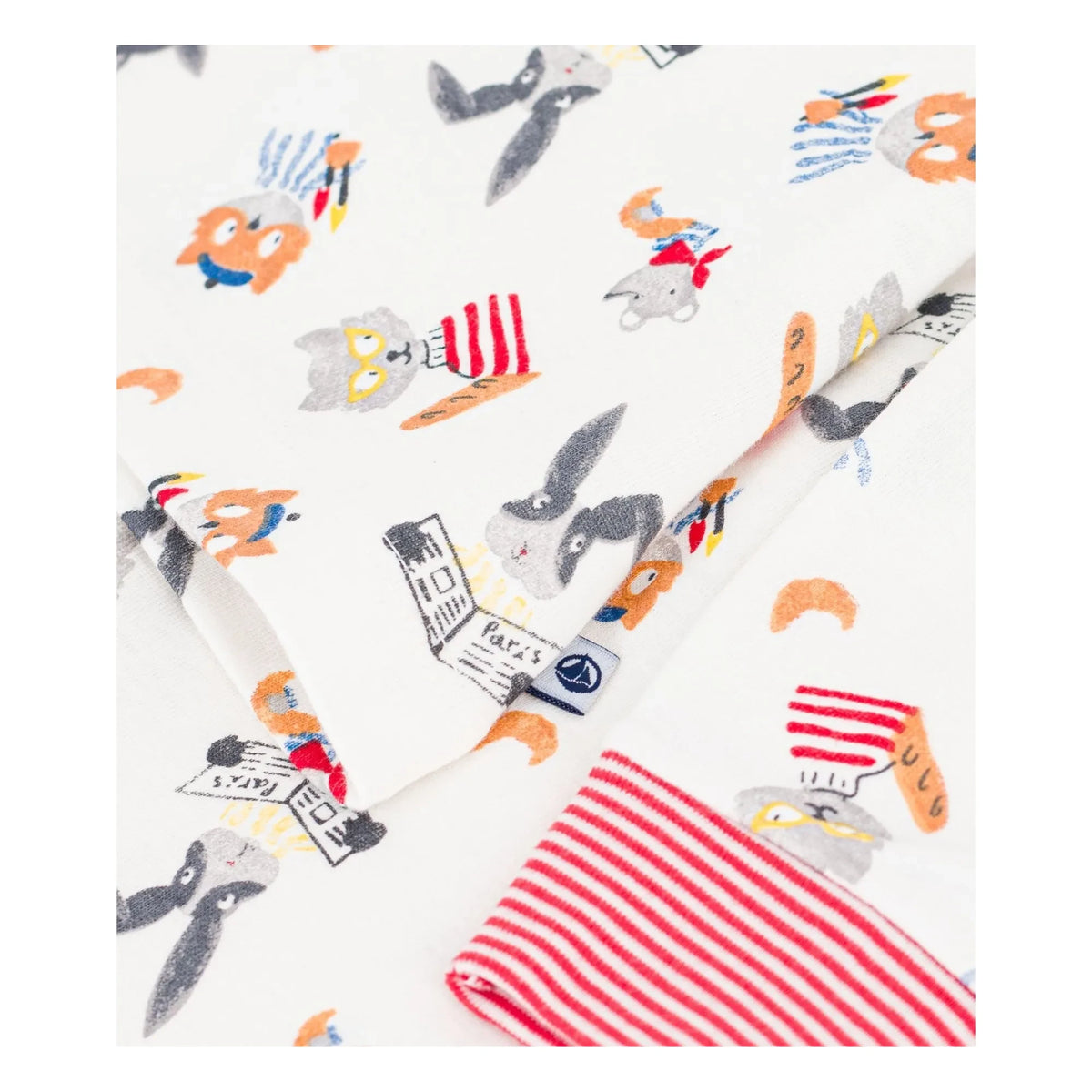 Petit Bateau - Organic Cotton Animal Pattern Pajamas | White