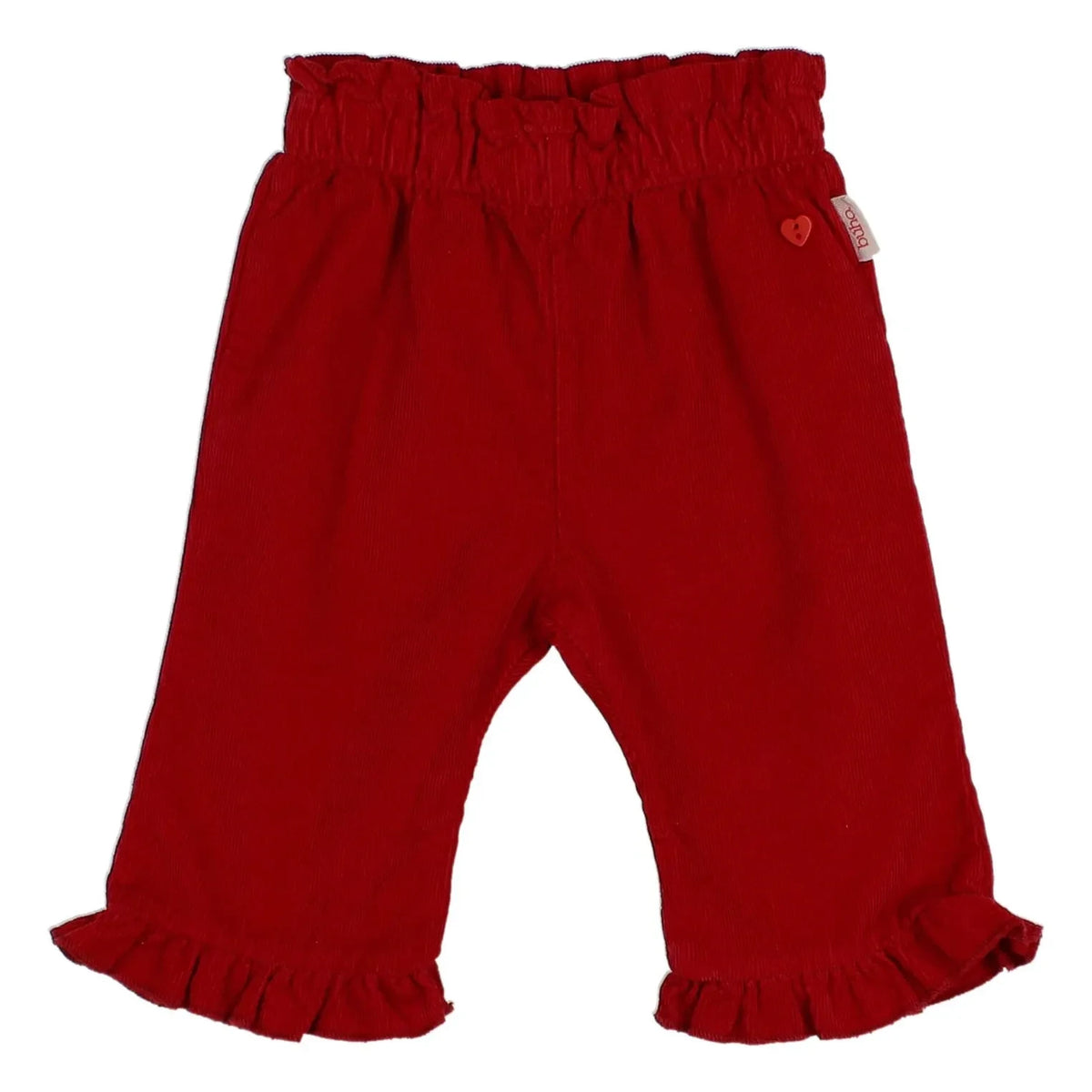 Búho - Soft Velvet Ruffled Pants | Cherry Red