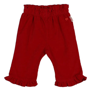 Búho - Soft Velvet Ruffled Pants | Cherry Red