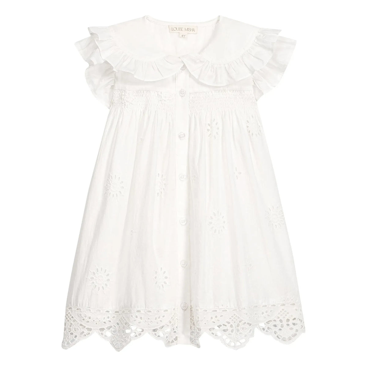 Louise Misha - Mia embroidered dress Organic cotton | White