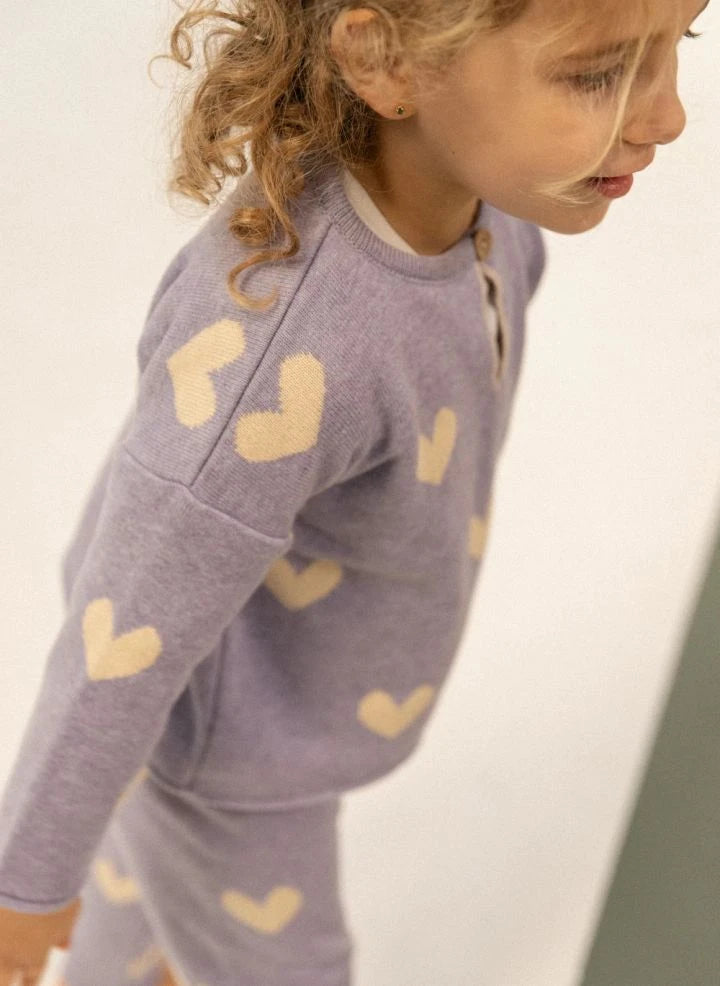 Bayiri - Amor Hearts Organic Cotton Sweater | Lavender