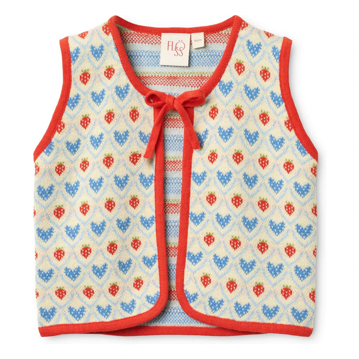 Flöss - Léa Cœurs Sleeveless Cardigan | Red