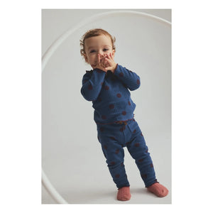 Cozmo - Mika Ribbed Leggings Organic Cotton Polka Dot | Navy