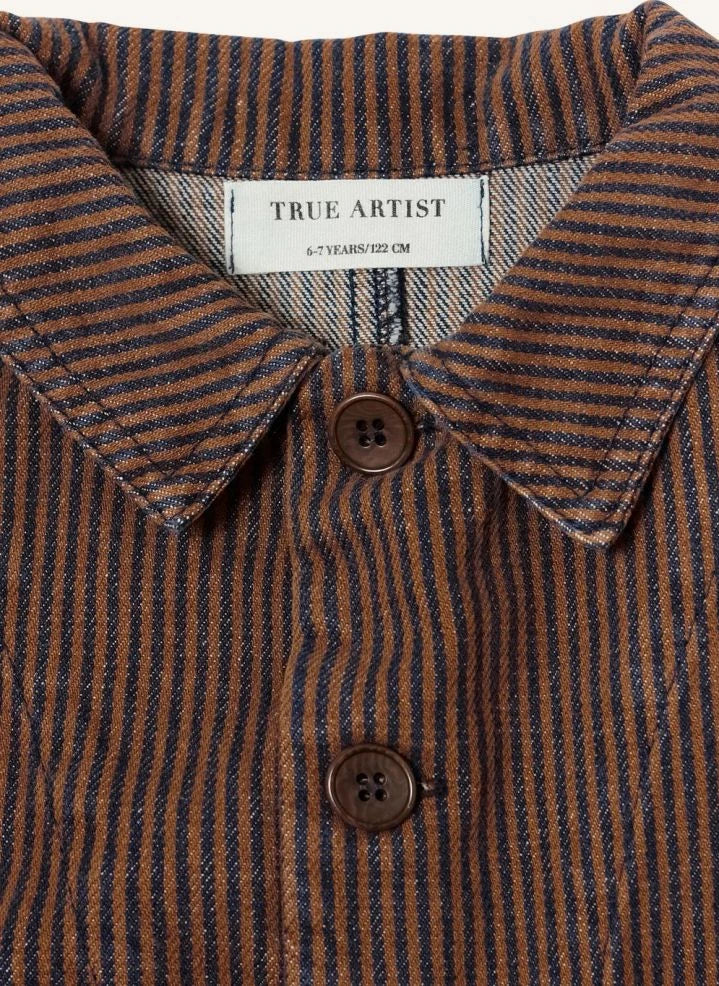 True Artist - N°5 Striped Denim Organic Cotton Jacket | Dark Blue