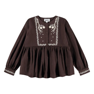 Molo - Rhonda embroidered blouse | Organic cotton | Brown