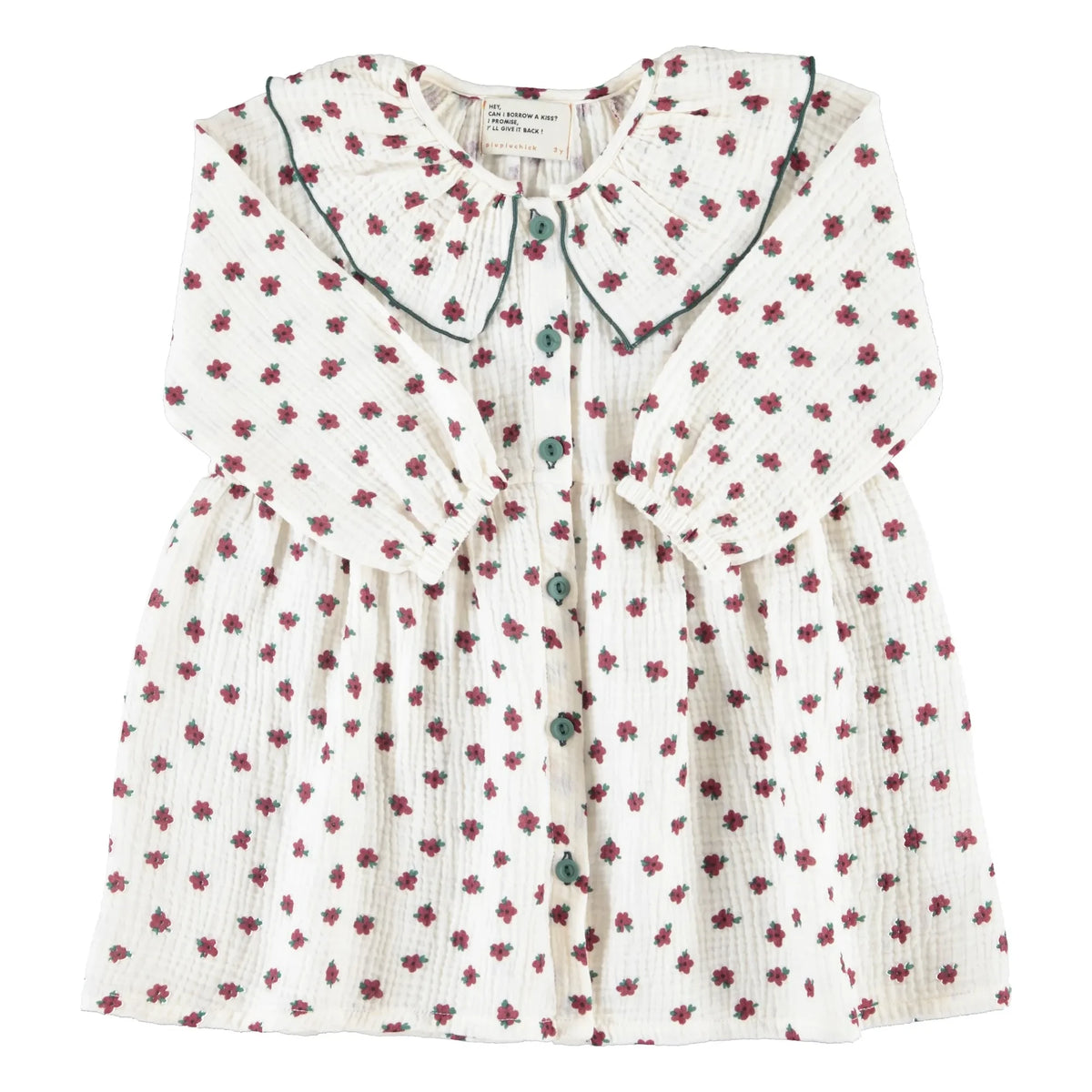 Piupiuchick - Organic Cotton Floral Dress | Ecru