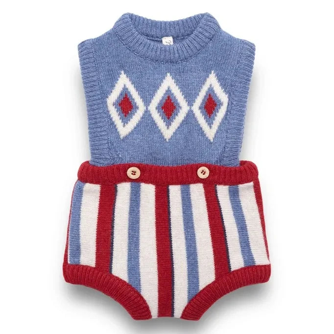 birinit - Blue Argyle jumpsuit