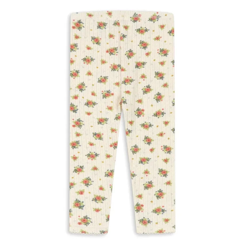 Konges Sløjd - Minnie Floral Pointelle Leggings, Organic Cotton | Ecru