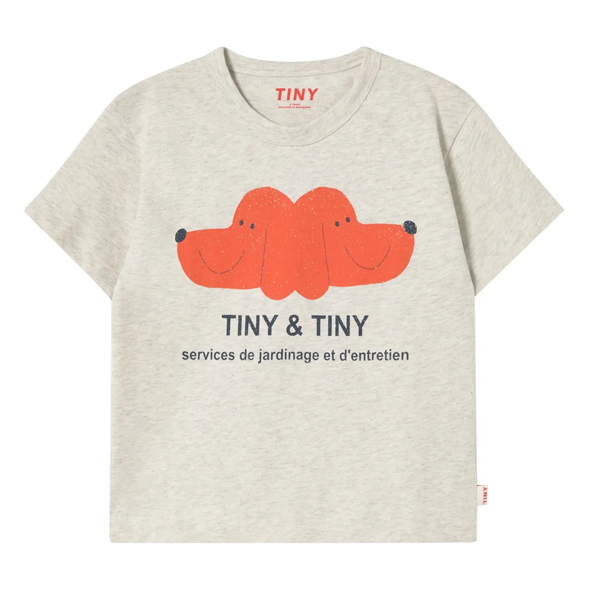Tinycottons - Tiny & Tiny Dogs Organic Cotton T-Shirt | Heather Beige
