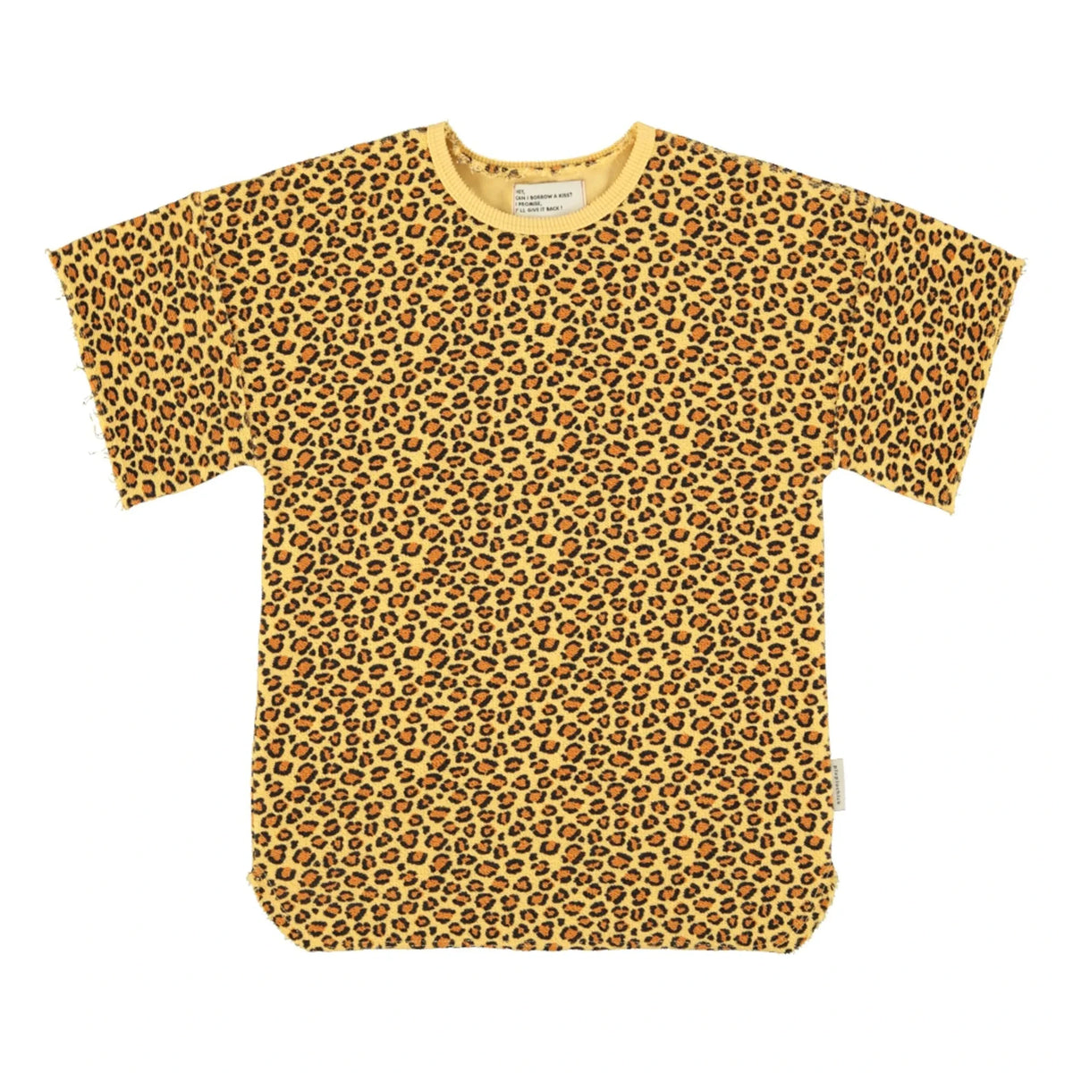 Piupiuchick - Leopard T-shirt Dress Organic Cotton Fleece | Mustard