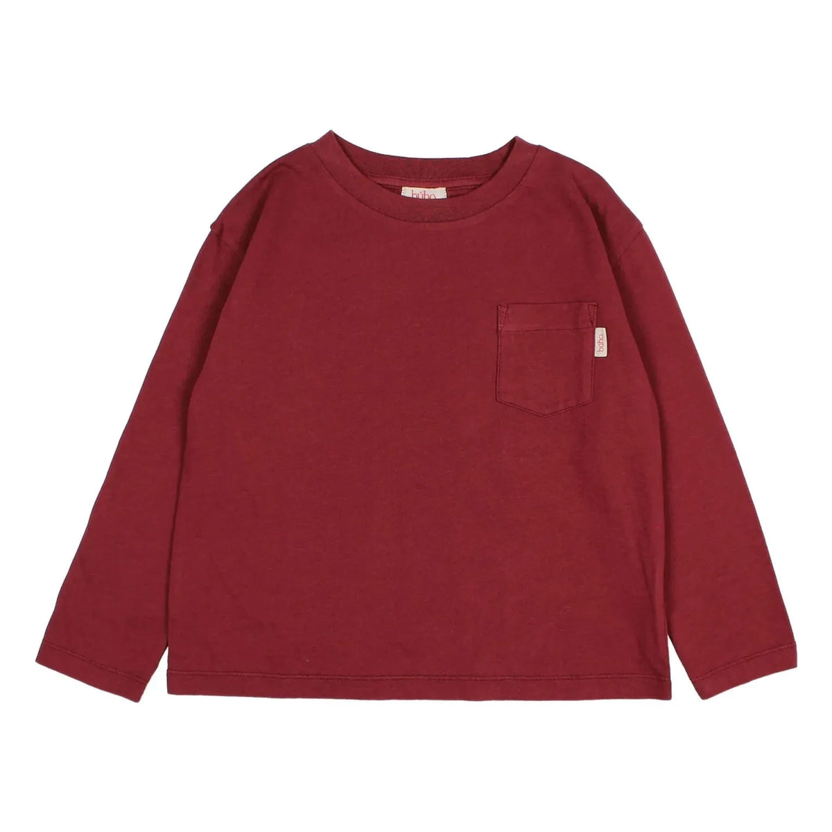 Búho - Organic cotton pocket detail T-shirt | Burgundy