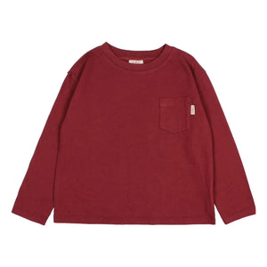 Búho - Organic cotton pocket detail T-shirt | Burgundy