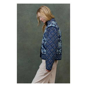 Louise Misha - Omotayo Midnight Star Patchwork Organic Cotton Jacket - Women's Collection | Blue