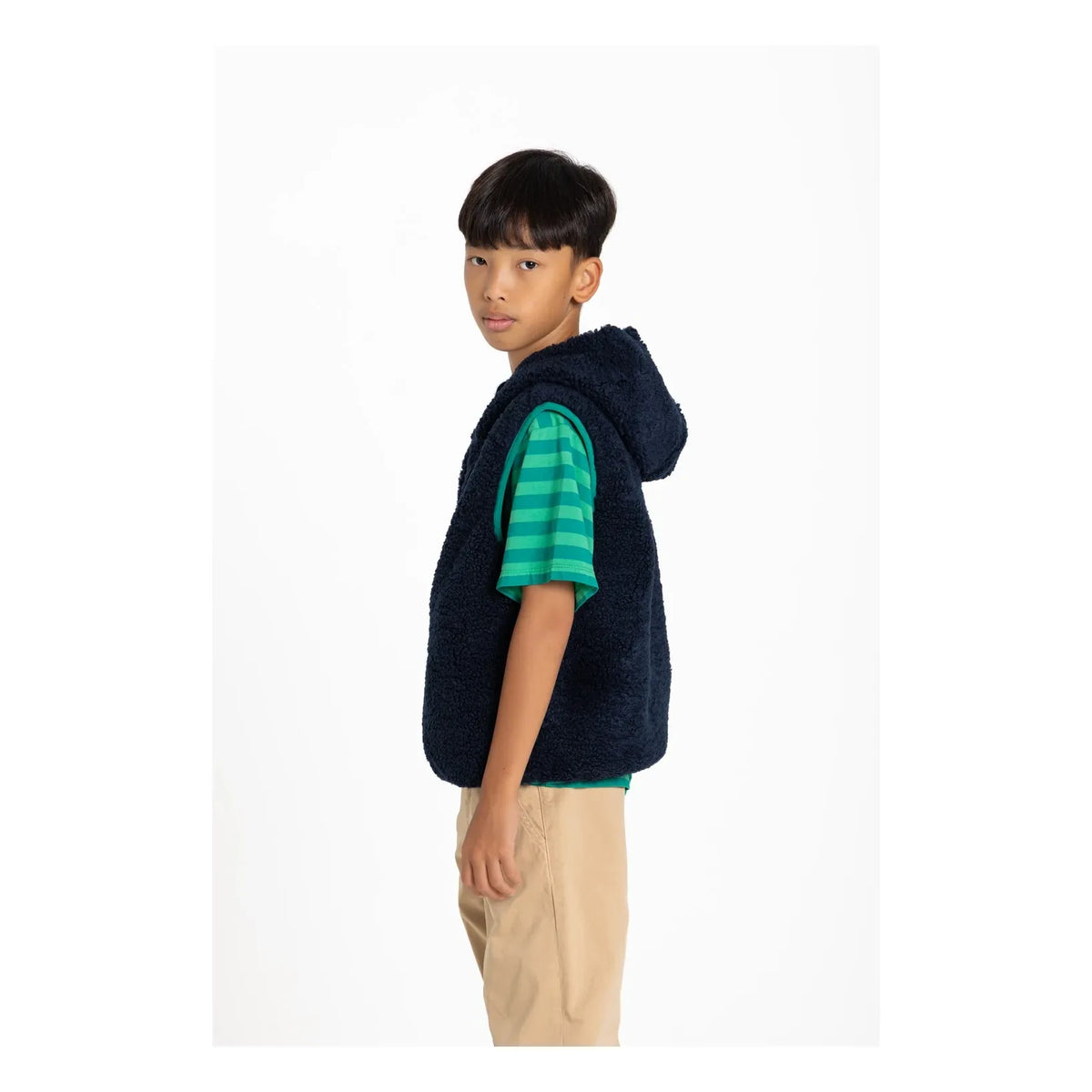Smallable Kid - Nils Striped Organic Cotton T-shirt | Emerald green