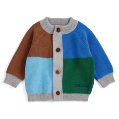 Bobo Choses - Color Block Organic Cotton Cardigan | Heather grey